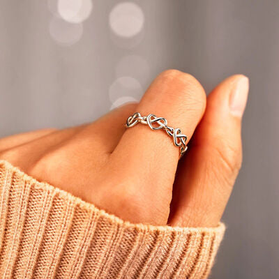 Knotted Hearts Sterling Silver Open Ring{{ shop.domain }Trendsi925 high quality sterling silver ring, 925 sterling silver, christian sterling silver ring, faith ri