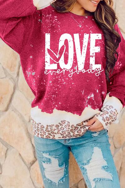 LOVE EVERYBODY Leopard Round Neck Ladies Sweatshirt - Premium Sweatshirt -  Follower Of Faith Apparel Ladies sweatshirt, Ladies sweatshirts, Leopard, Leopard print, Leopard print sweatshirt, Love everyone sweatshirt leopard print, new, new arrivals, Ship From Overseas, SYNZ Shop our Christian T-Shirts & Apparel