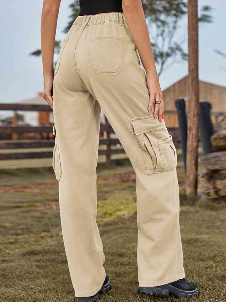 Ladies Cargo Pocketed Wide Leg Jeans - Premium Jeans -  Follower Of Faith Apparel Cargo jeans, Cargo pants, Ladies cargo jeans, M.F, Ship From Overseas Shop our Christian T-Shirts & Apparel