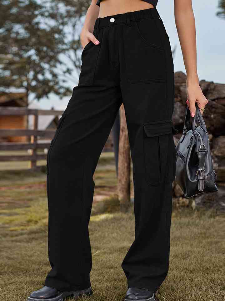 Ladies Cargo Pocketed Wide Leg Jeans - Premium Jeans -  Follower Of Faith Apparel Cargo jeans, Cargo pants, Ladies cargo jeans, M.F, Ship From Overseas Shop our Christian T-Shirts & Apparel