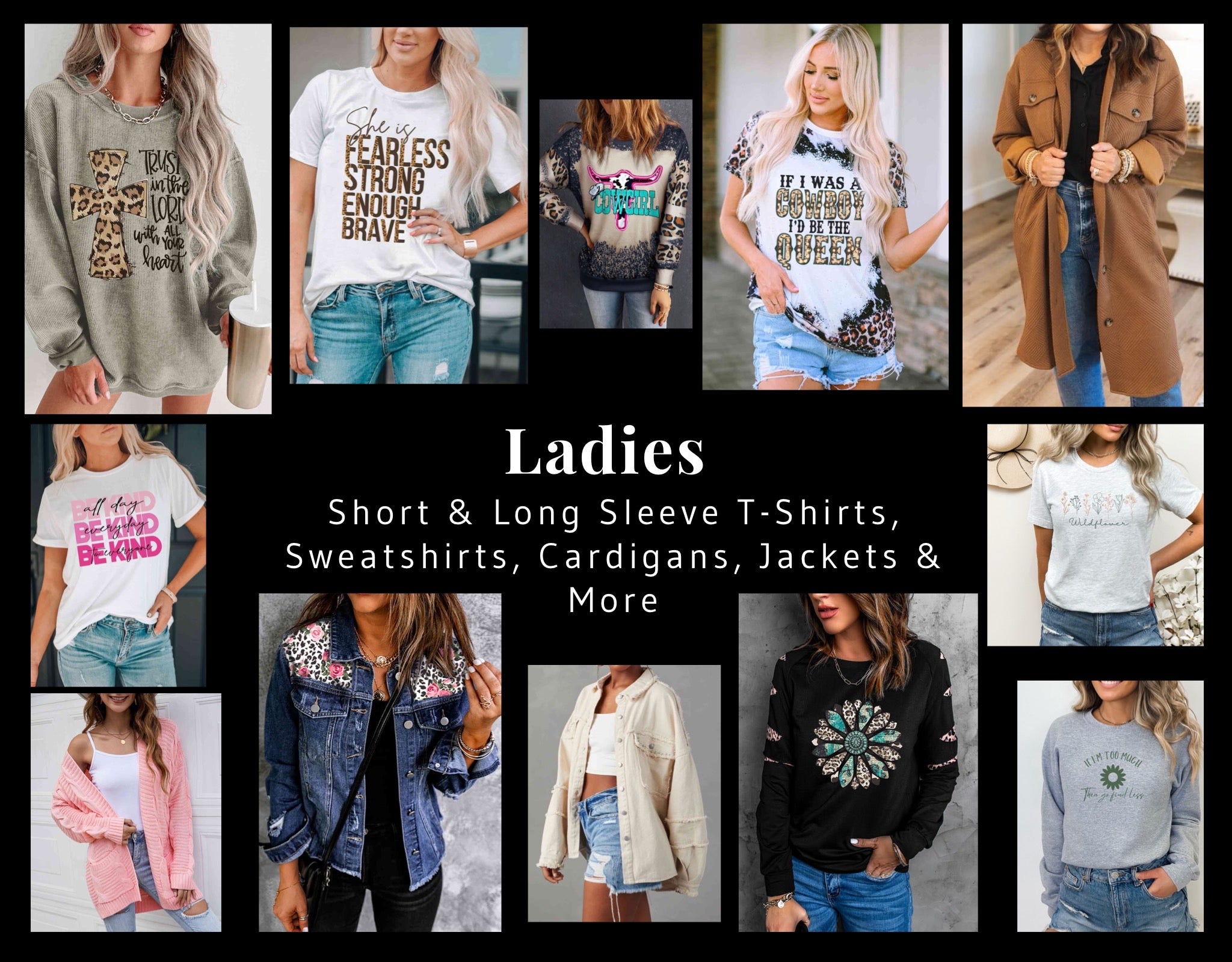 Shop all ladies tops, short and long sleeve tops, cardigans, jackets and more. Christian Clothing for women