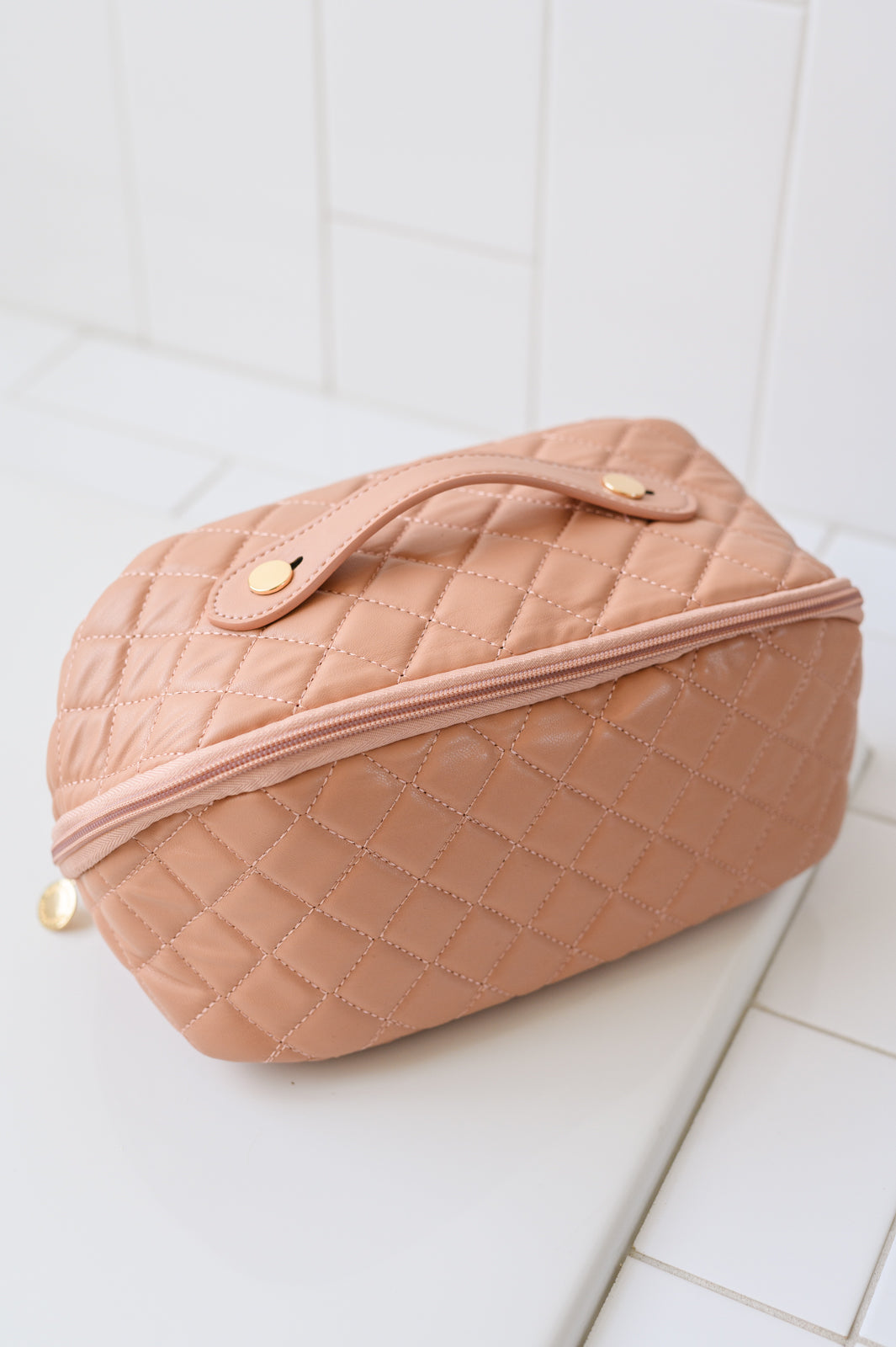 Large Capacity Quilted Makeup Bag in Pink - Premium Bags -  Follower Of Faith Apparel 2-8-2024, Accessories, Ave Shops, Cosmetic bag, Home & Decor, Makeup Bags, OS, Valentine 24 Shop our Christian T-Shirts & Apparel