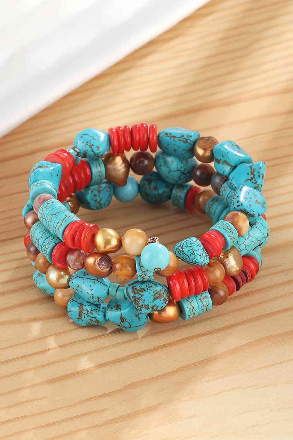 Layered Turquoise Bracelet - Premium bracelet -  Follower Of Faith Apparel Accessories, beaded stone bracelet, bracelet, jewelry, Ship From Overseas, stone bracelet, turquoise bracelet, Y.Q@Jew Shop our Christian T-Shirts & Apparel