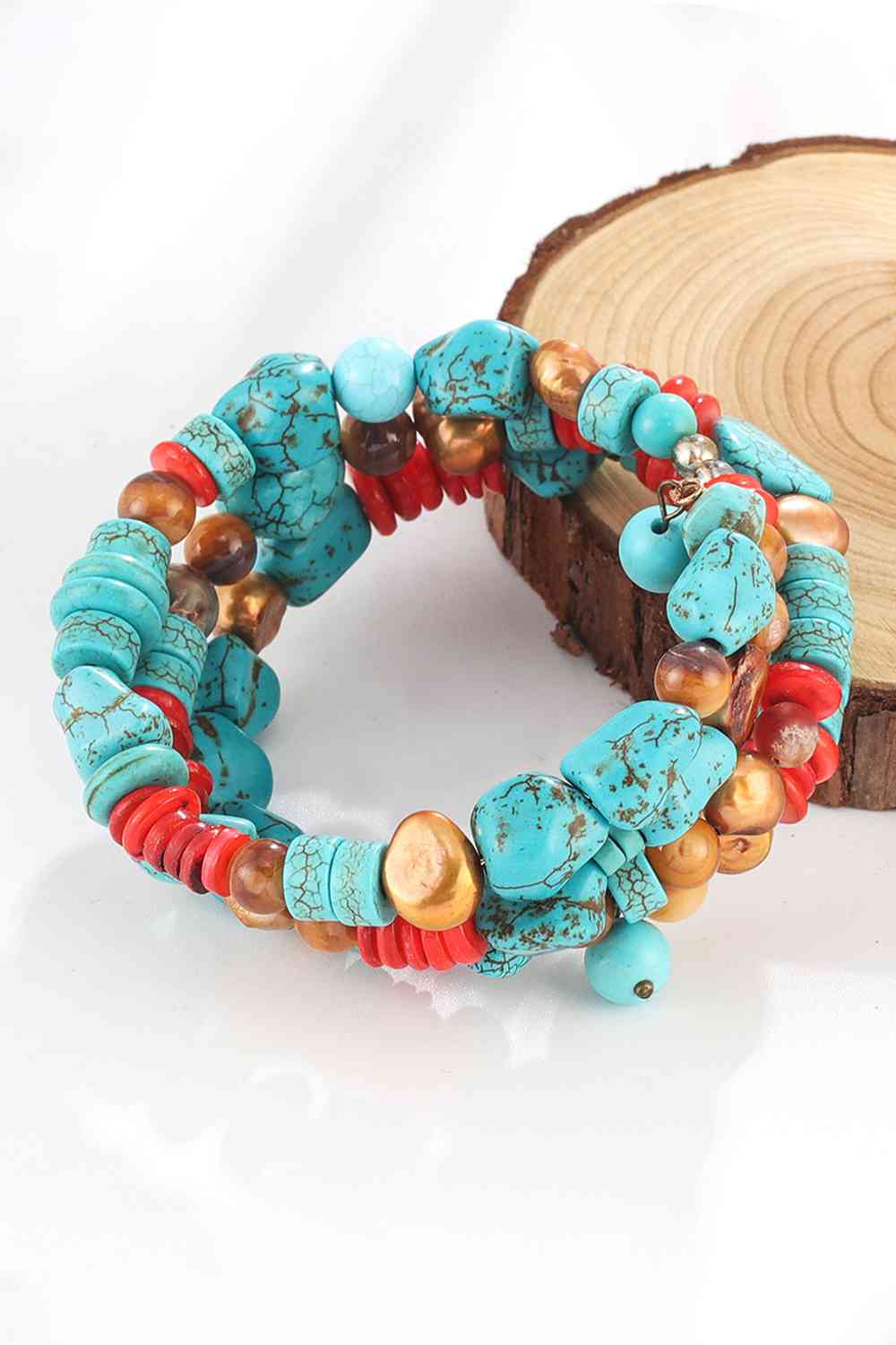 Layered Turquoise Bracelet - Premium bracelet -  Follower Of Faith Apparel Accessories, beaded stone bracelet, bracelet, jewelry, Ship From Overseas, stone bracelet, turquoise bracelet, Y.Q@Jew Shop our Christian T-Shirts & Apparel