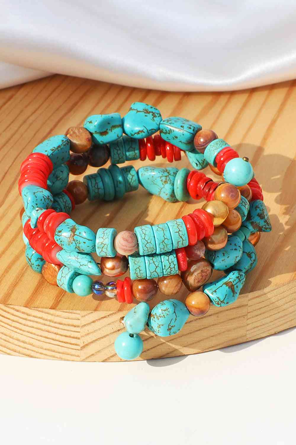 Layered Turquoise Bracelet - Premium bracelet -  Follower Of Faith Apparel Accessories, beaded stone bracelet, bracelet, jewelry, Ship From Overseas, stone bracelet, turquoise bracelet, Y.Q@Jew Shop our Christian T-Shirts & Apparel