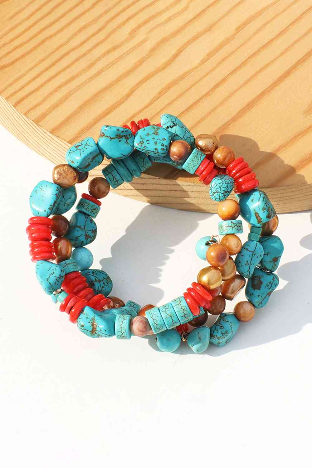 Layered Turquoise Bracelet - Premium bracelet -  Follower Of Faith Apparel Accessories, beaded stone bracelet, bracelet, jewelry, Ship From Overseas, stone bracelet, turquoise bracelet, Y.Q@Jew Shop our Christian T-Shirts & Apparel