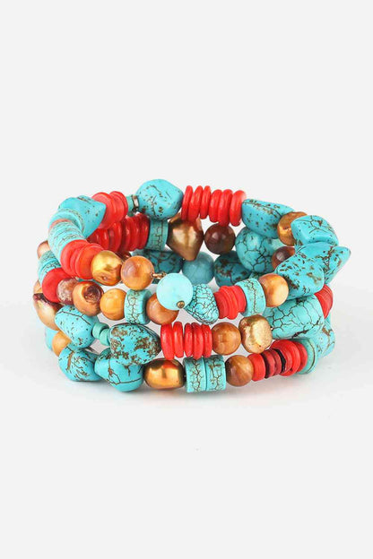 Layered Turquoise Bracelet - Premium bracelet -  Follower Of Faith Apparel Accessories, beaded stone bracelet, bracelet, jewelry, Ship From Overseas, stone bracelet, turquoise bracelet, Y.Q@Jew Shop our Christian T-Shirts & Apparel