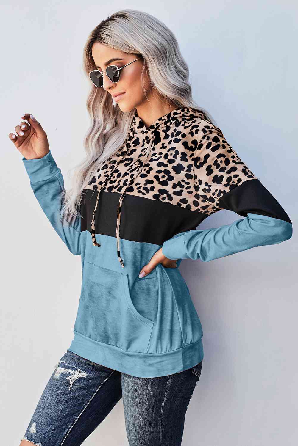 Leopard Color Block Hoodie - Premium Hoodie -  Follower Of Faith Apparel Animal print hoodie, Hoodie with drawstring, Hoodies, ladies hoodie, Leopard hoodie, Ship From Overseas, SYNZ Shop our Christian T-Shirts & Apparel