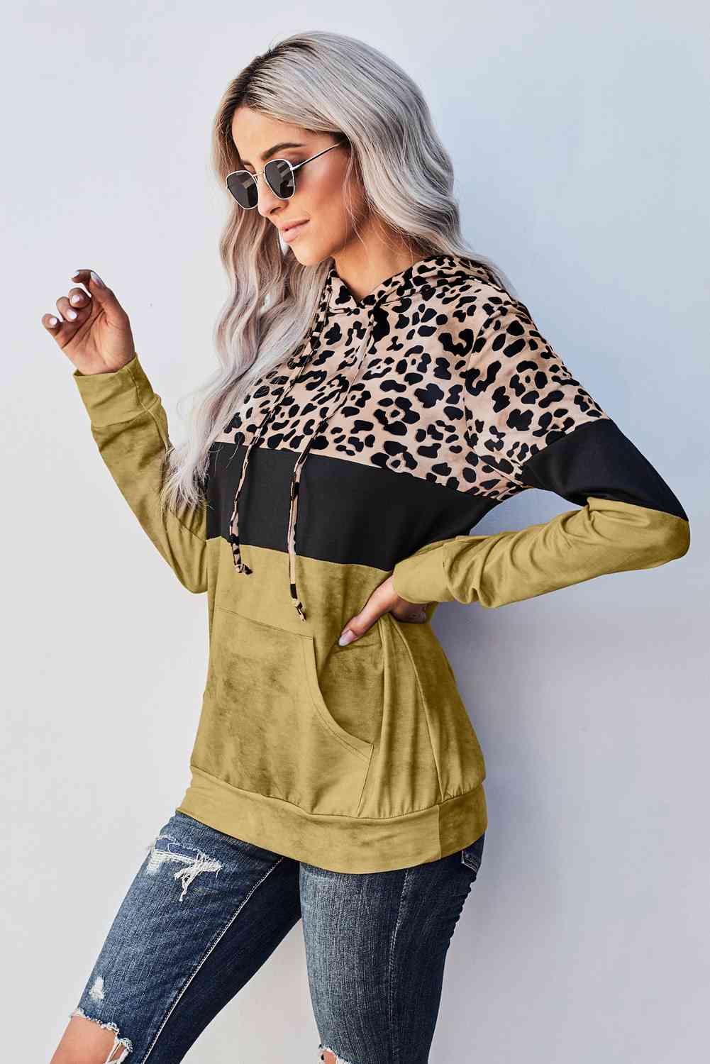 Leopard Color Block Hoodie - Premium Hoodie -  Follower Of Faith Apparel Animal print hoodie, Hoodie with drawstring, Hoodies, ladies hoodie, Leopard hoodie, Ship From Overseas, SYNZ Shop our Christian T-Shirts & Apparel