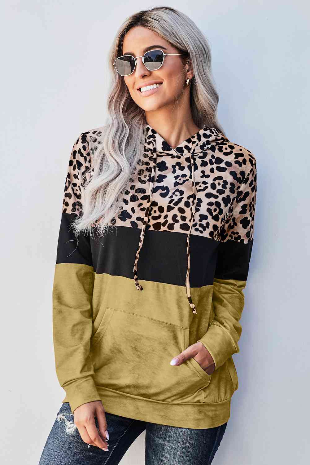 Leopard Color Block Hoodie - Premium Hoodie -  Follower Of Faith Apparel Animal print hoodie, Hoodie with drawstring, Hoodies, ladies hoodie, Leopard hoodie, Ship From Overseas, SYNZ Shop our Christian T-Shirts & Apparel