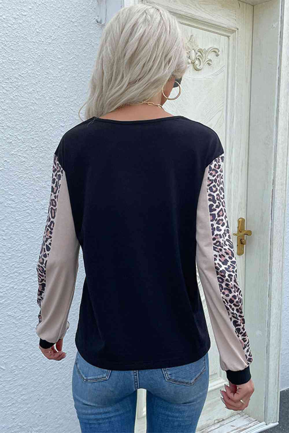 Leopard Color Block Long Sleeve Ladies Sweatshirt - Premium Sweatshirt -  Follower Of Faith Apparel Hundredth, Ladies sweatshirt, Ladies sweatshirts, Leopard, Leopard print sweatshirt, Leopard sweatshirts, new, new arrival, new arrivals, Ship From Overseas Shop our Christian T-Shirts & Apparel