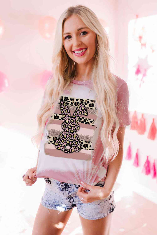 Leopard Easter Bunny Ladies T-Shirt - Follower Of Faith Apparel