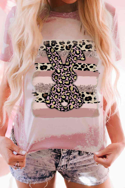 Leopard Easter Bunny Ladies T-Shirt - Follower Of Faith Apparel