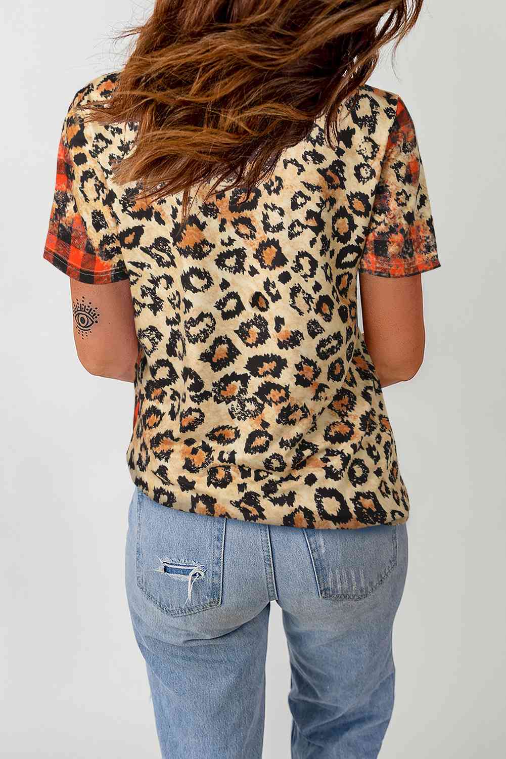 Leopard Plaid Floral Ladies Tee - Premium  -  Follower Of Faith Apparel Bleached tee, Flag flower, Flower flag, Ladies Flag tee, ladies t shirt, Ladies tops, Leopard, Leopard flag tee, Leopard ladies bleached flag tee, Ship From Overseas, SYNZ Shop our Christian T-Shirts & Apparel