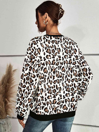 Leopard Round Neck Dropped Shoulder Ladies Sweatshirt - Premium Sweatshirt -  Follower Of Faith Apparel Ladies sweatshirt, Ladies sweatshirts, Leopard, Leopard print sweatshirt, Leopard sweatshirts, new, new arrival, new arrivals, Ship From Overseas, YO Shop our Christian T-Shirts & Apparel