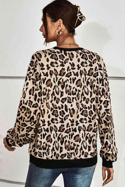 Leopard Round Neck Dropped Shoulder Ladies Sweatshirt - Premium Sweatshirt -  Follower Of Faith Apparel Ladies sweatshirt, Ladies sweatshirts, Leopard, Leopard print sweatshirt, Leopard sweatshirts, new, new arrival, new arrivals, Ship From Overseas, YO Shop our Christian T-Shirts & Apparel