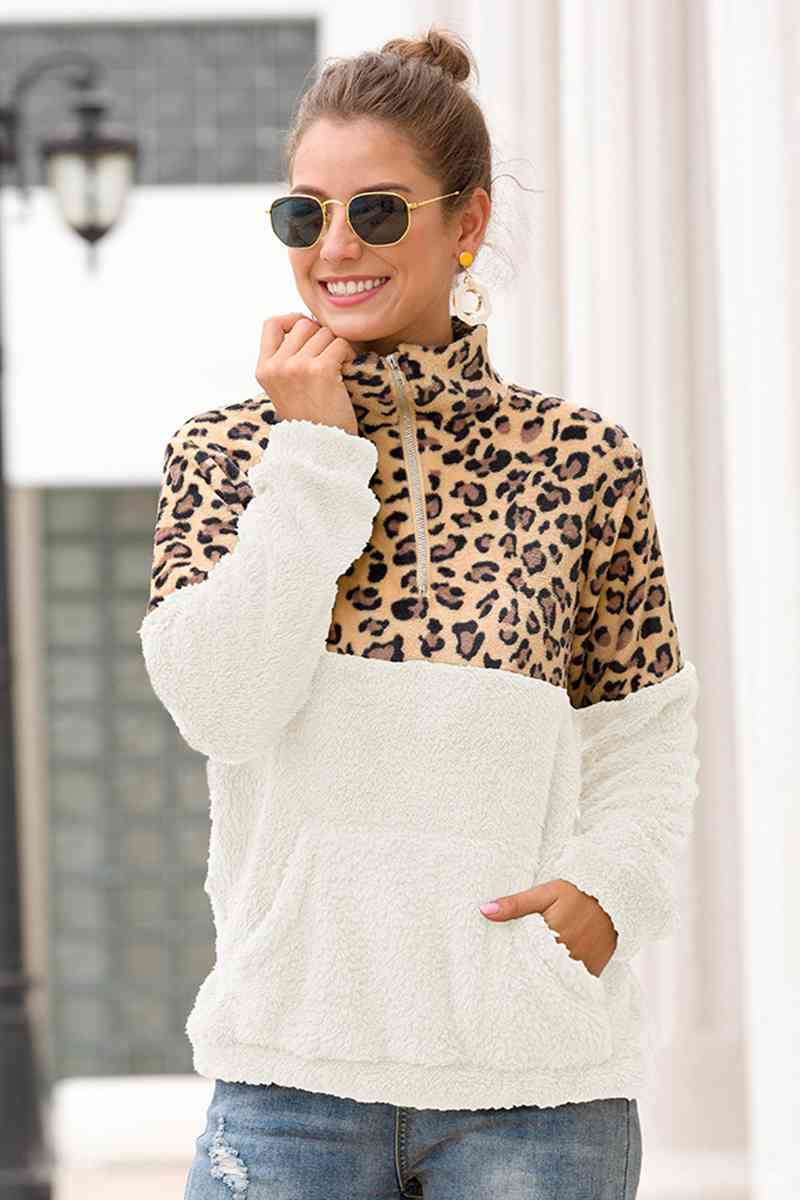 Leopard Zip-Up Turtle Neck Dropped Shoulder Ladies Sweatshirt - Premium Sweatshirt -  Follower Of Faith Apparel autumn sweatshirt, Comfy Christian Sweatshirts, Cowgirl sweatshirts, Fall Christian sweatshirts, Holiday sweatshirts, Ladies Christian sweatshirt, Ladies fall sweatshirts, Ladies sweatshirts, Leopard print sweatshirt, new, new arrival, new arrivals, Ship From Overseas, Sweatshirt, Sweatshirts, Women’s Christian sweatshirts, Y&BL Shop our Christian T-Shirts & Apparel