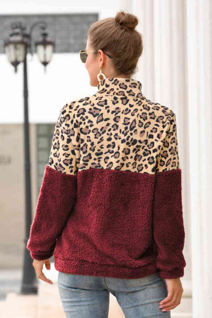 Leopard Zip-Up Turtle Neck Dropped Shoulder Ladies Sweatshirt - Premium Sweatshirt -  Follower Of Faith Apparel autumn sweatshirt, Comfy Christian Sweatshirts, Cowgirl sweatshirts, Fall Christian sweatshirts, Holiday sweatshirts, Ladies Christian sweatshirt, Ladies fall sweatshirts, Ladies sweatshirts, Leopard print sweatshirt, new, new arrival, new arrivals, Ship From Overseas, Sweatshirt, Sweatshirts, Women’s Christian sweatshirts, Y&BL Shop our Christian T-Shirts & Apparel