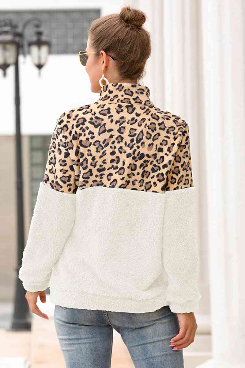 Leopard Zip-Up Turtle Neck Dropped Shoulder Ladies Sweatshirt - Premium Sweatshirt -  Follower Of Faith Apparel autumn sweatshirt, Comfy Christian Sweatshirts, Cowgirl sweatshirts, Fall Christian sweatshirts, Holiday sweatshirts, Ladies Christian sweatshirt, Ladies fall sweatshirts, Ladies sweatshirts, Leopard print sweatshirt, new, new arrival, new arrivals, Ship From Overseas, Sweatshirt, Sweatshirts, Women’s Christian sweatshirts, Y&BL Shop our Christian T-Shirts & Apparel