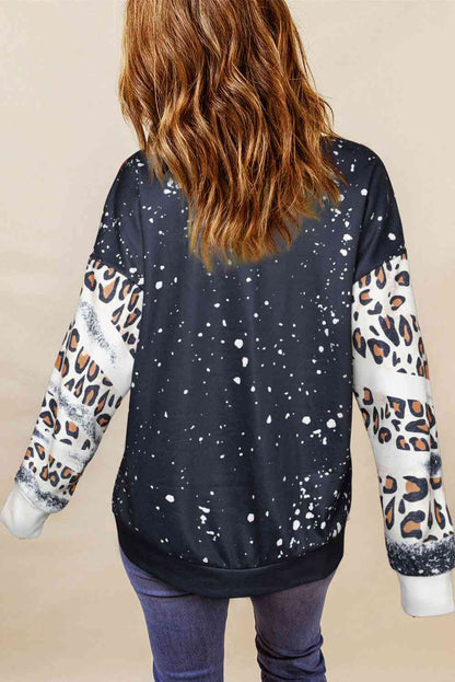 Letter Graphic Leopard Drop Shoulder Ladies Sweatshirt - Premium Sweatshirt -  Follower Of Faith Apparel Ship From Overseas, SYNZ Shop our Christian T-Shirts & Apparel