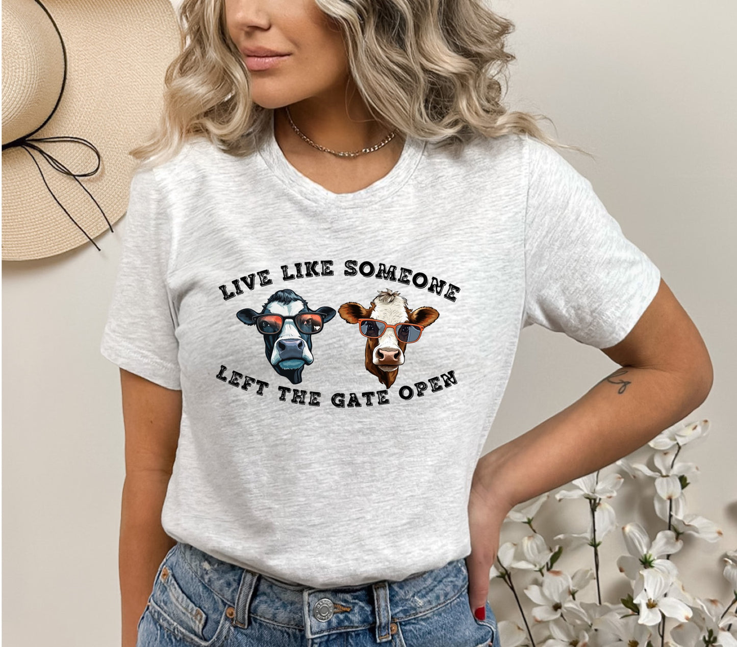 Live Like Someone Left The Gate Open Ladies T-Shirt - Premium Ladies T-Shirt -  Follower Of Faith Apparel Cotton, Country girl t shirt, Cow t shirt, Cowgirl tee, Crew neck, Live like someone left the gate open t shirt, New arrival, Regular fit, Sale, T-shirts, TikTok, Women's Clothing, Womens t shirts, Women’s farmer tee Shop our Christian T-Shirts & Apparel