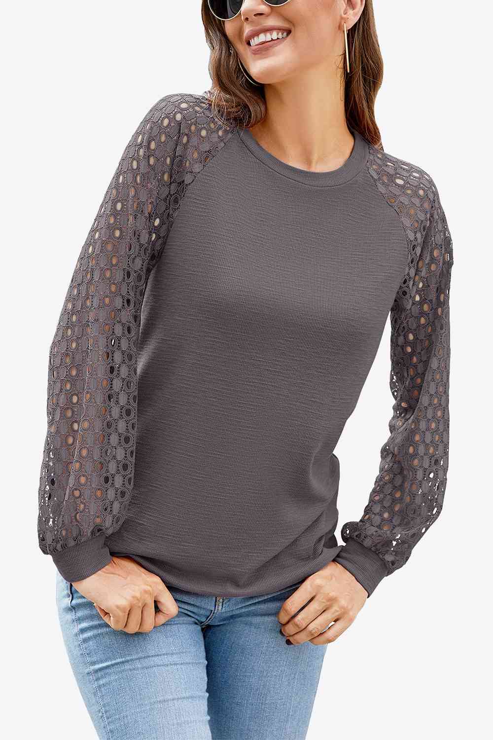 Long Raglan Lace Ladies Long Sleeve T-Shirt (several colors) - Follower Of Faith Apparel