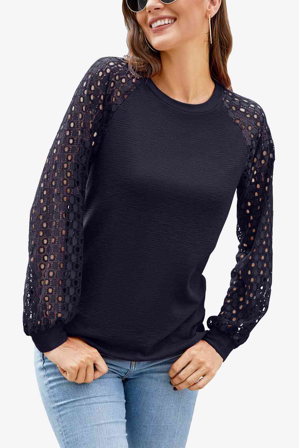 Long Raglan Lace Ladies Long Sleeve T-Shirt (several colors) - Follower Of Faith Apparel