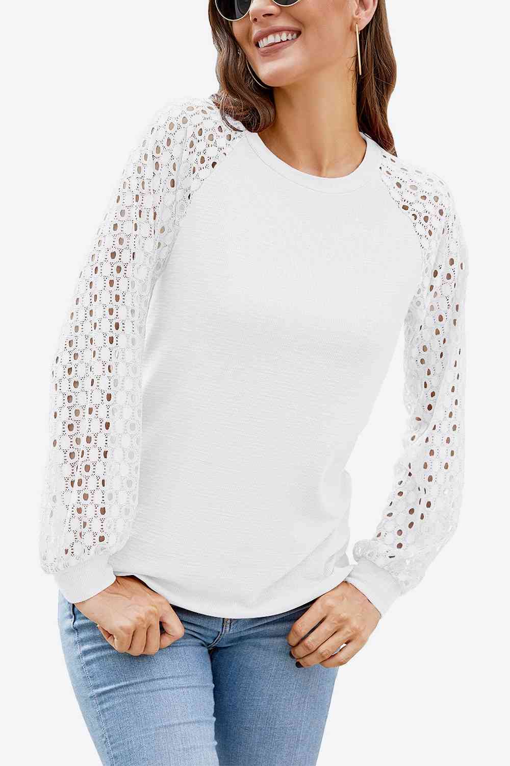 Long Raglan Lace Ladies Long Sleeve T-Shirt (several colors) - Follower Of Faith Apparel