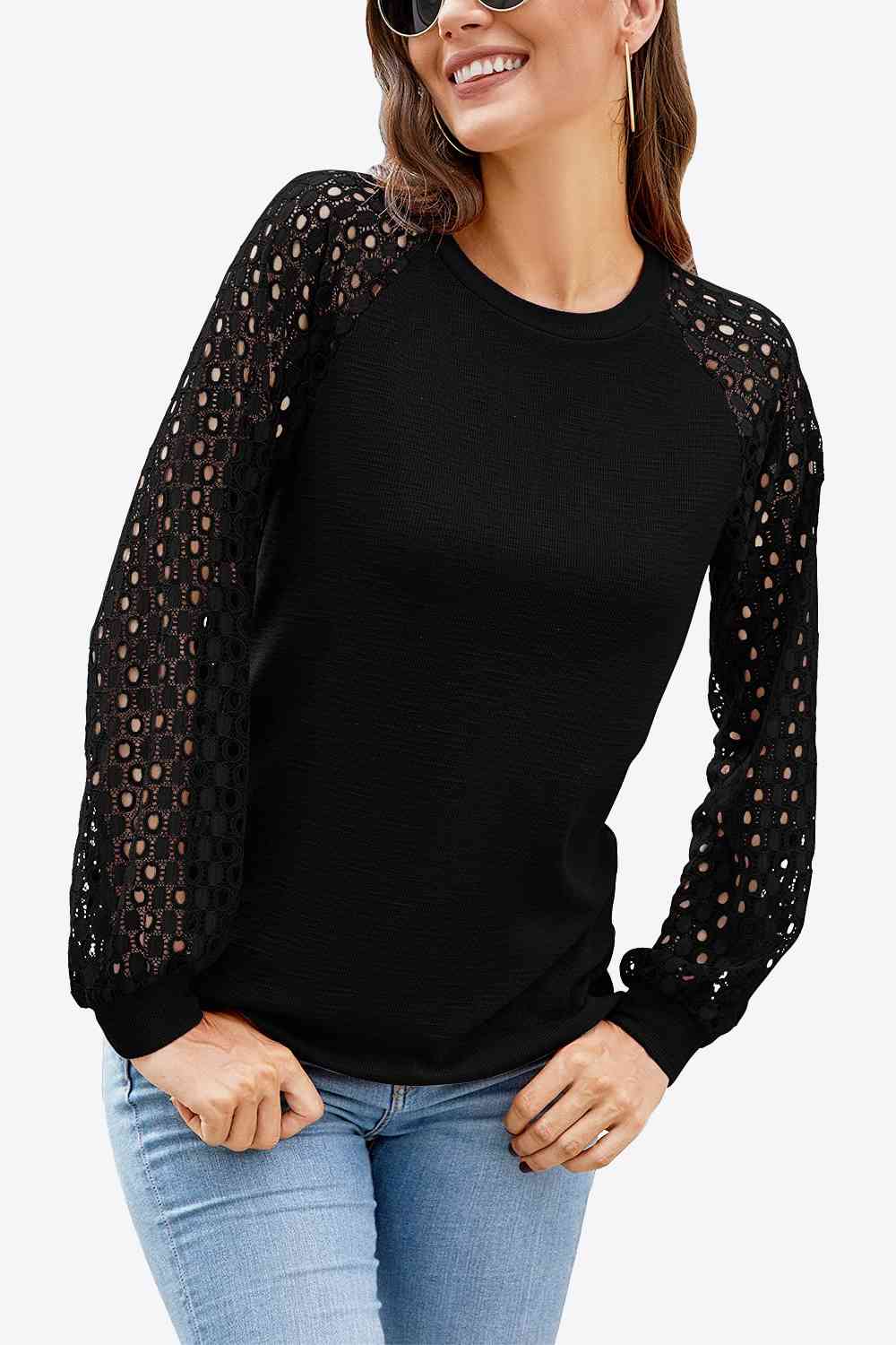 Long Raglan Lace Ladies Long Sleeve T-Shirt (several colors) - Follower Of Faith Apparel