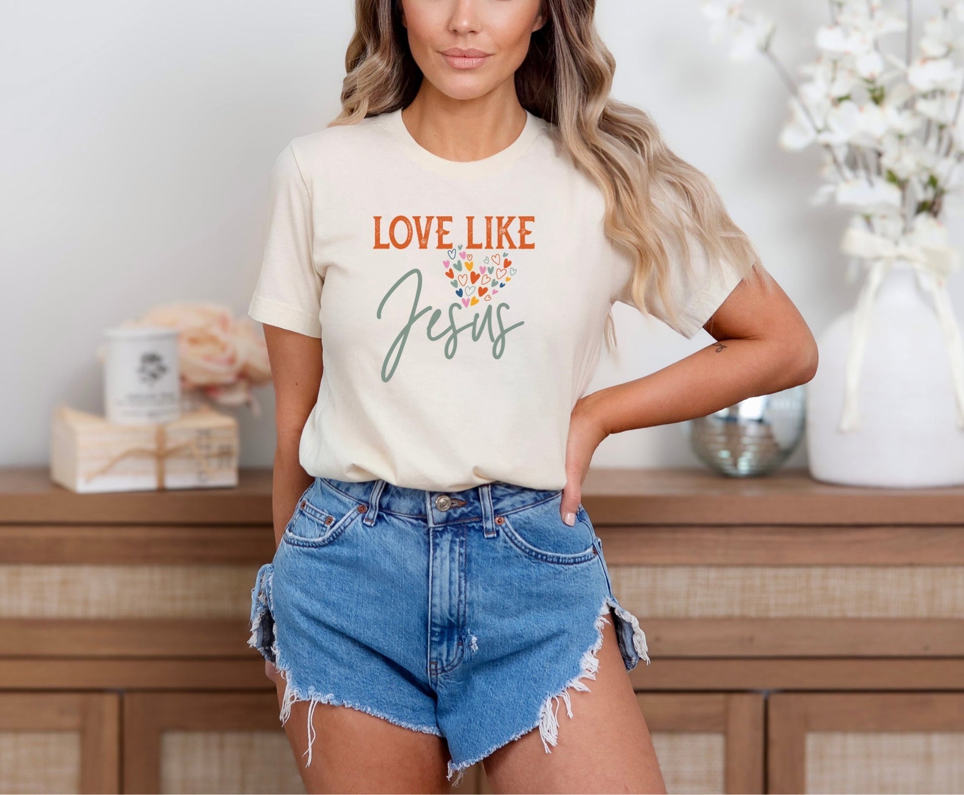 Love Like Jesus Ladies T-Shirt - Premium Ladies T-Shirt -  Follower Of Faith ApparelCotton, Crew neck, DTG, ladies Short sleeve, Men's Clothing, Regular fit, Sale, T-shirts, Unisex, Women's Clothing Shop our Christian T-Shirts & Apparel