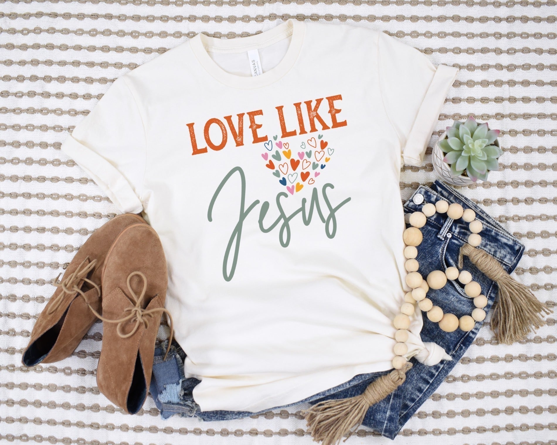 Love Like Jesus Ladies T-Shirt - Premium Ladies T-Shirt -  Follower Of Faith ApparelCotton, Crew neck, DTG, ladies Short sleeve, Men's Clothing, Regular fit, Sale, T-shirts, Unisex, Women's Clothing Shop our Christian T-Shirts & Apparel