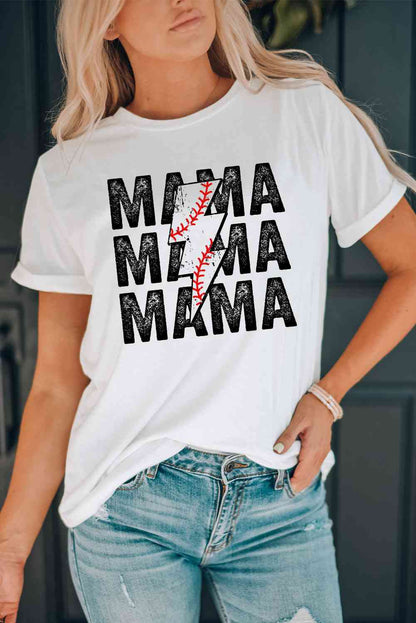 MAMA Baseball Bolt Ladies Short Sleeve Tee{{ shop.domain }TrendsiBaseball, baseball mom tee, mama baseball tee, mama clothing, mom mama apparel, Ship From Overseas, 