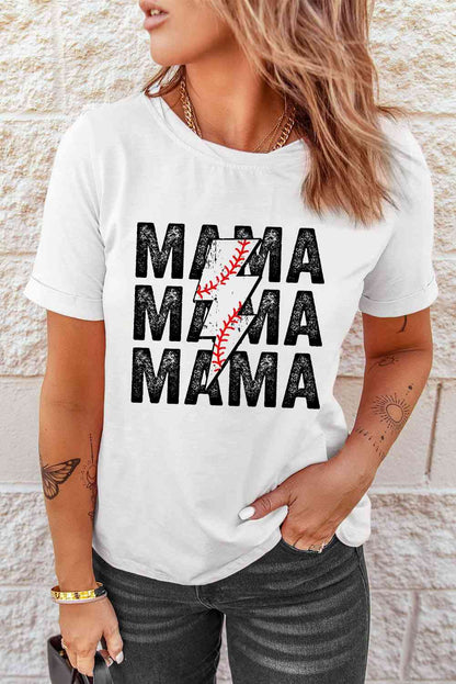 MAMA Baseball Bolt Ladies Short Sleeve Tee{{ shop.domain }TrendsiBaseball, baseball mom tee, mama baseball tee, mama clothing, mom mama apparel, Ship From Overseas, 