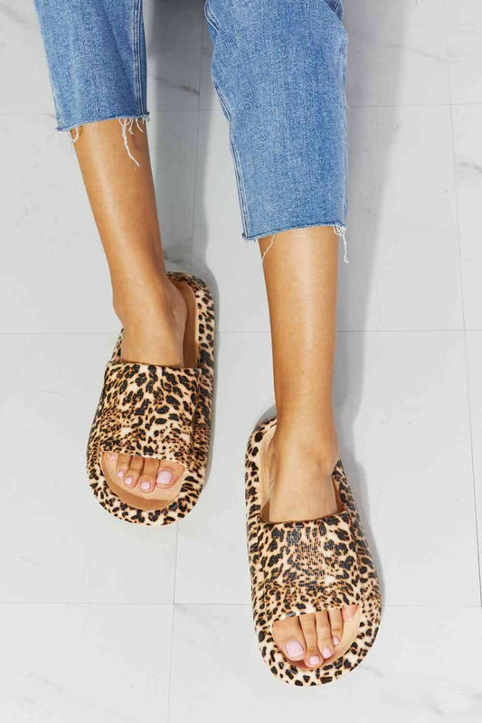 MMShoes Arms Around Me Open Toe Slide in Leopard - Follower Of Faith Apparel