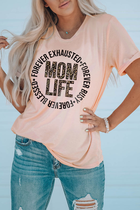 MOM LIFE Leopard Ladies T-Shirt (Forever blessed, busy, exhausted) - Premium Ladies T-Shirt -  Follower Of Faith Apparel Leopard, Leopard print, leopard print Christian Tee, Mama Leopard tee, Mom life, Mom life forever blessed forever busy forever exhausted t shirt, Mom life Leopard, Mom life t shirt, new arrival, new arrivals, Sale, Ship From Overseas, SYNZ Shop our Christian T-Shirts & Apparel