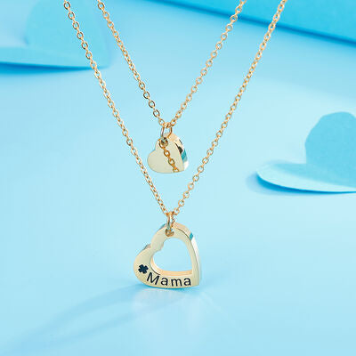 Mama Stainless Steel Cutout Heart Double-Layered Necklace - Follower Of Faith Apparel