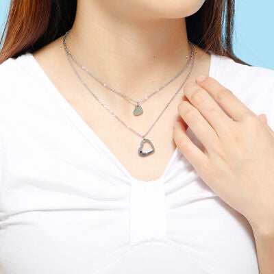 Mama Stainless Steel Cutout Heart Double-Layered Necklace - Follower Of Faith Apparel