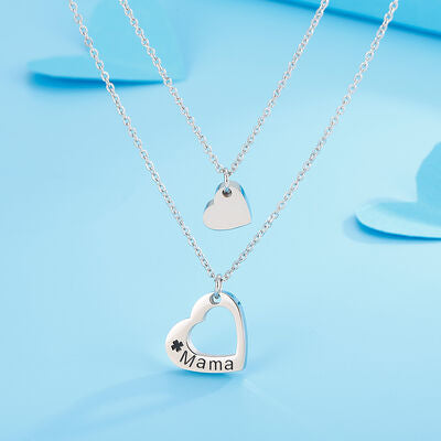 Mama Stainless Steel Cutout Heart Double-Layered Necklace - Follower Of Faith Apparel