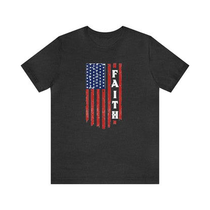 Men’s Faith Flag Short Sleeve Tee - Premium Men's Short Sleeve T-Shirts -  Follower Of Faith Apparelclean simple design for men's t shirts, Cotton, Crew neck, Men's Christian t shirt, Men's Clothing, men's Faith American flag, men's faith apparel, men's faith clothing, Men's Faith t shirt, men's Jesus shirts, men's short sleeve Christian T shirt, men's t shirts with American flag, mens short sleeve tee, Regular fit, T-shirts, Unisex Shop our Christian T-Shirts & Apparel