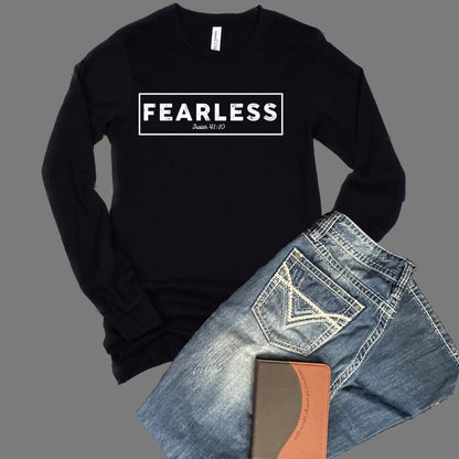 Men's Fearless Long Sleeve Tee - Premium Men's Long-sleeve -  Follower Of Faith ApparelCrew neck, Fearless Tee, Long Sleeves, Men's Christian Long sleeve tee, Men's Clothing, Men's Fearless T Shirt, men's long sleeve, Mens long sleeve tee, Regular fit, Unisex, unisex fearless long sleeve t shirt Shop our Christian T-Shirts & Apparel