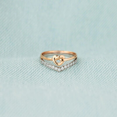 Mother/Daughter Knotted Heart Shape Inlaid Zircon Ring in Rose Gold - Follower Of Faith Apparel