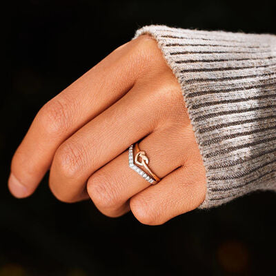 Mother/Daughter Knotted Heart Shape Inlaid Zircon Ring in Rose Gold - Follower Of Faith Apparel