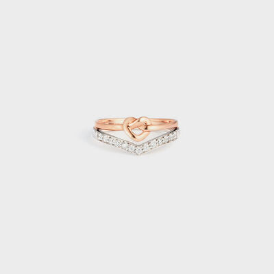 Mother/Daughter Knotted Heart Shape Inlaid Zircon Ring in Rose Gold - Follower Of Faith Apparel