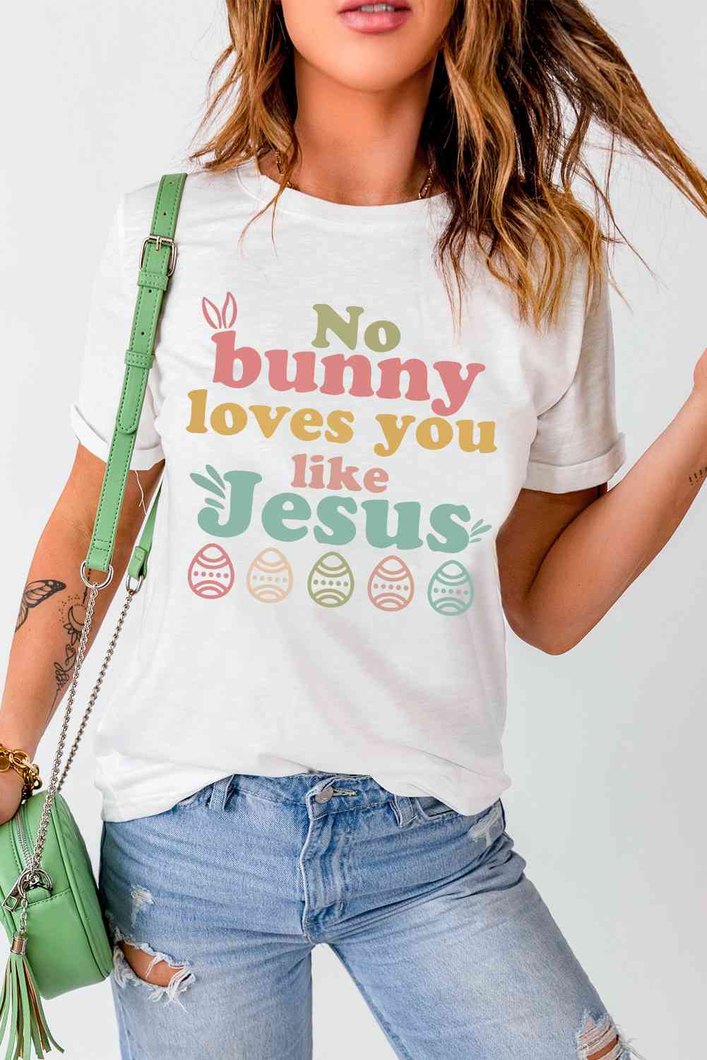 NO BUNNY LOVES YOU LIKE JESUS Ladies T-Shirt - Premium Ladies T-Shirt -  Follower Of Faith Apparel Apparel for Easter, Easter tee, Holiday Easter, Jesus t shirt, Jesus t shirts for ladies, Jesus tee, Jesus tee for Easter, Jesus tees, Jesus tees for ladies, ladies Short sleeve, ladies Short Sleeve t shirt, ladies Short Sleeve tee, ladies short sleeve tees, No bunny loves you like jesus, Ship From Overseas, SYNZ Shop our Christian T-Shirts & Apparel