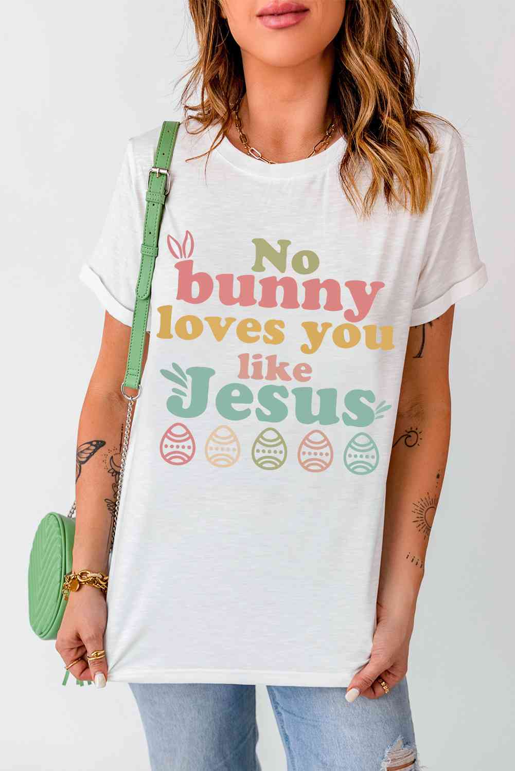 NO BUNNY LOVES YOU LIKE JESUS Ladies T-Shirt - Premium Ladies T-Shirt -  Follower Of Faith Apparel Apparel for Easter, Easter tee, Holiday Easter, Jesus t shirt, Jesus t shirts for ladies, Jesus tee, Jesus tee for Easter, Jesus tees, Jesus tees for ladies, ladies Short sleeve, ladies Short Sleeve t shirt, ladies Short Sleeve tee, ladies short sleeve tees, No bunny loves you like jesus, Ship From Overseas, SYNZ Shop our Christian T-Shirts & Apparel