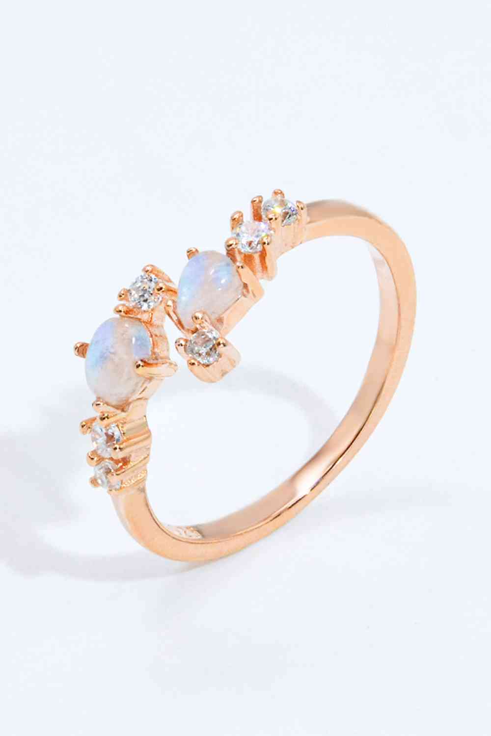 Natural Moonstone and Zircon Open Ring - Follower Of Faith Apparel