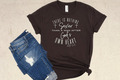 Nothing Sexier Than A Man After God’s Own Heart Ladies T-Shirt - Premium Ladies T-Shirt -  Follower Of Faith ApparelBible verse t shirt, Cotton, Crew neck, DTG, Faith t shirts for women, Funny Christian tees, humorous Christian T shirts, Ladies Christian tees, Ladies short sleeve, Neck Labels, New, Regular fit, T-shirts, There’s nothing sexier than a man after gods own heart, Unisex, Women's Clothing Shop our Christian T-Shirts & Apparel