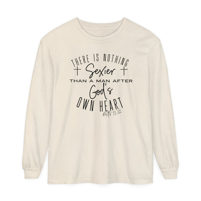 Nothing Sexier Than A Man After God’s Own Heart Vintage Ladies Long Sleeve T-Shirt - Premium Ladies Long Sleeve -  Follower Of Faith ApparelActs 13:22 t shirt, Bible verse long sleeve t shirt, Christian long sleeve tee, Comfort colors Faith tee, Cotton, DTG, Faith vintage t shirts, Funny Christian t shirt, Ladies long sleeve, Long Sleeves, New, Scripture tees, Seasonal Picks, There’s nothing sexier than a man after gods own heart, Unisex, Women's Clothing Shop our Christian T-Shirts & Apparel