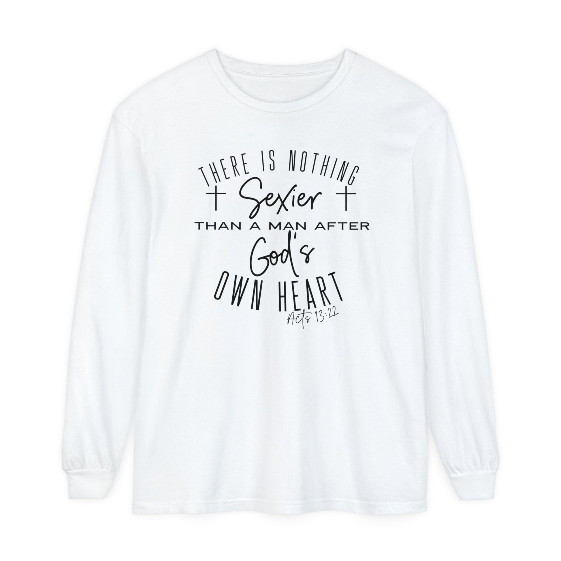 Nothing Sexier Than A Man After God’s Own Heart Vintage Ladies Long Sleeve T-Shirt - Premium Ladies Long Sleeve -  Follower Of Faith ApparelActs 13:22 t shirt, Bible verse long sleeve t shirt, Christian long sleeve tee, Comfort colors Faith tee, Cotton, DTG, Faith vintage t shirts, Funny Christian t shirt, Ladies long sleeve, Long Sleeves, New, Scripture tees, Seasonal Picks, There’s nothing sexier than a man after gods own heart, Unisex, Women's Clothing Shop our Christian T-Shirts & Apparel