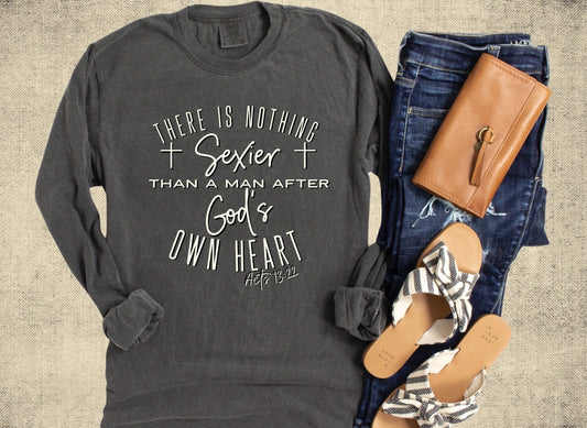 Nothing Sexier Than A Man After God’s Own Heart Vintage Ladies Long Sleeve T-Shirt - Premium Ladies Long Sleeve -  Follower Of Faith ApparelActs 13:22 t shirt, Bible verse long sleeve t shirt, Christian long sleeve tee, Comfort colors Faith tee, Cotton, DTG, Faith vintage t shirts, Funny Christian t shirt, Ladies long sleeve, Long Sleeves, New, Scripture tees, Seasonal Picks, There’s nothing sexier than a man after gods own heart, Unisex, Women's Clothing Shop our Christian T-Shirts & Apparel